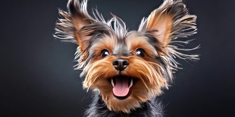 Naklejka premium happy yorkshire terrier