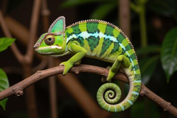 Obraz premium Various kinds of animals.A lizard on a branch.