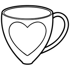 Stylized Coffee Cup with Heart Outline Vector