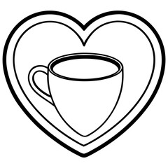 Stylized Coffee Cup with Heart Outline Vector