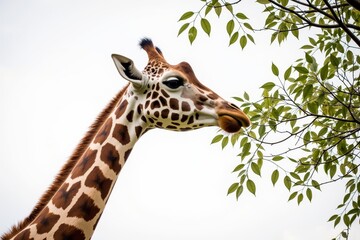 Fototapeta premium Various kinds of animals.A giraffe eats grass.