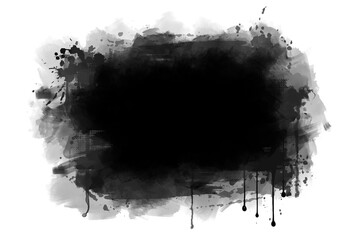 Black graffiti spray paint frames, ink splatters, and drips create a bold, edgy aesthetic. Featuring stencil borders and grunge-inspired textures, isolated Backgorund.