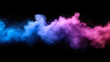 Abstract Powder Explosion with Blue and Pink Hues on a Dark Background for Creative Artistry
