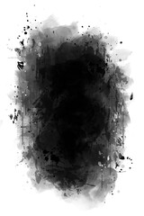 Black graffiti spray paint frames, ink splatters, and drips create a bold, edgy aesthetic. Featuring stencil borders and grunge-inspired textures, isolated Backgorund.