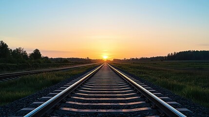 Fototapeta premium Sunrise Over Train Tracks