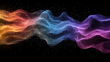 Obraz premium Abstract Wave of Light and Color in Dark Background with Sparkles Particles Design