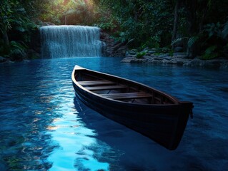 Jungle waterfall boat serenity escape travel