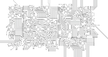 Abstract background with circuit board, technology background. Vector illustration. 
