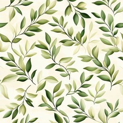 Fototapeta premium Lush Green Leaves Pattern on Soft Beige Background for Nature Inspired Design Projects