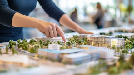 A close-up of an interior designer conceptualizing innovative office layouts for a tech startup in a refurbished industrial loft, Office interior design scene, Industrial chic style