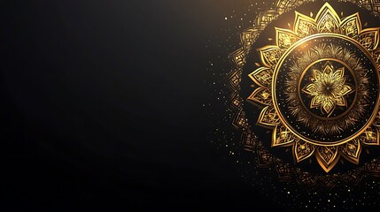 Obraz premium Golden Mandala Design on Black Background