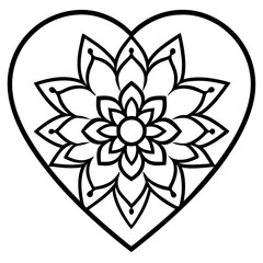 Symmetrical Mandala Hearts Line Art Perfection