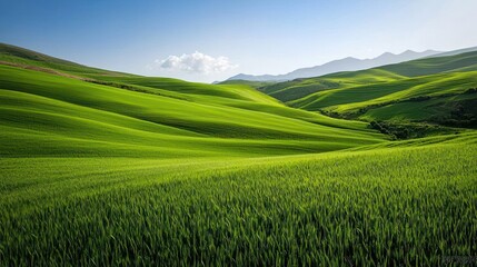 Obraz premium Rolling Green Hills And Valley Scenic View