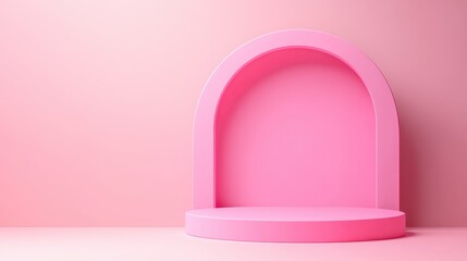Stylish Pink Display Space with Arch Design for Modern Product Photography and Creative Showcase