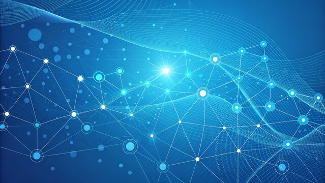 Abstract Network Blue Gradient, Connected Nodes, Digital Concept, Network Technology Network visualization, Digital network