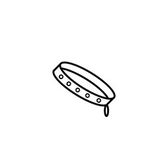 Outline Pet Collar with Golden Rivets on White Background