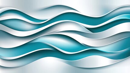 Fototapeta premium Elegant Flowing Waves Design in Blue and White Ideal for Modern Backgrounds and Abstract Art Use