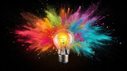 Illuminating Ideas Colorful Lightbulb Explosion, Abstract, Creativity, Inspiration Keywords Lightbulb, Abstract Art