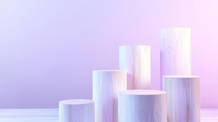 Cylindrical Wooden Risers Displaying Natural Texture and Design