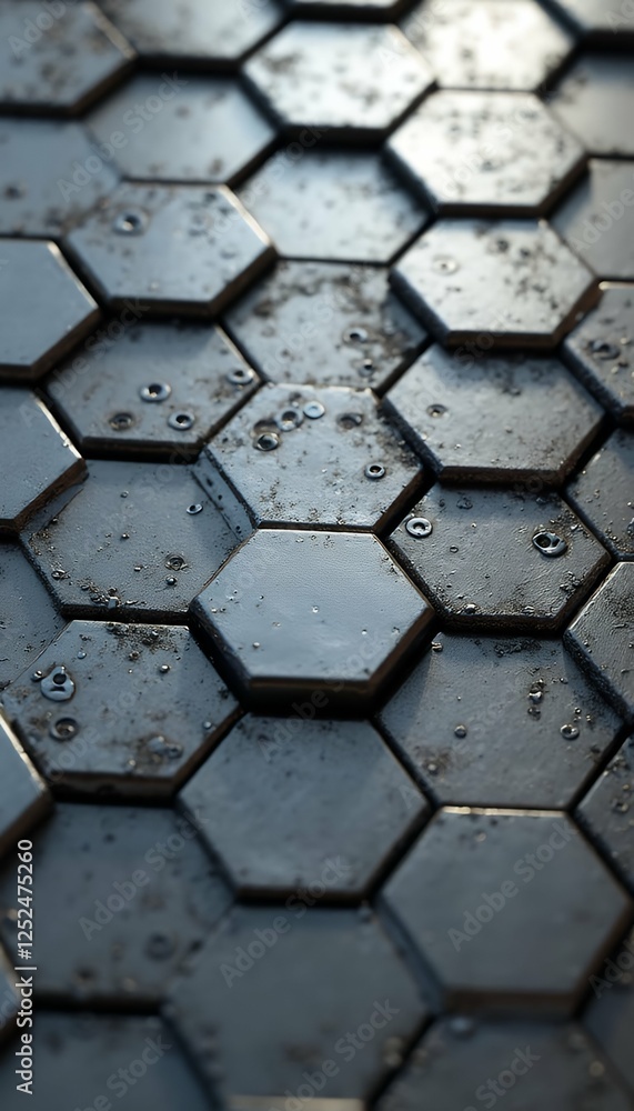 Poster metall hintergrund xagon aus 3d background three-dimensional abstract business panorama hexagon text