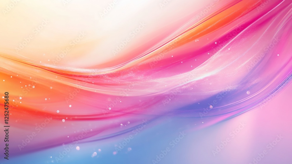 Aufkleber Colorful abstract wave with soft hues and sparkles, gradient flow in motion. Artistic background with vibrant colors concept