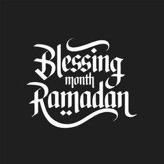 Blessing Month Ramadan Lettering Calligraphy Typography Quote t-shirt Vector Design Template