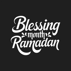 Blessing Month Ramadan Lettering Calligraphy Typography Quote t-shirt Vector Design Template