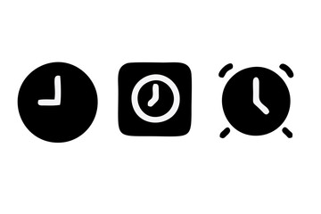 Time and clock vector linear icons set. Time management