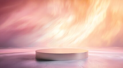 Slim Triangular Podium with Brushed Finish in Soft Background Light