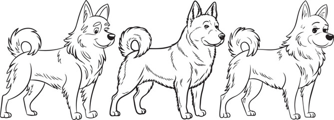 Fototapeta premium vector line art drawing of a dog