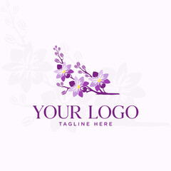 Beautiful purple orchid bouquet logo