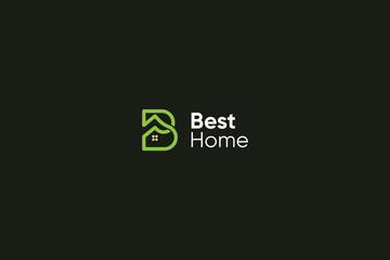 Letter B simple line art modern real estate logo 