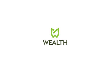 Letter W creative green colour dental logo