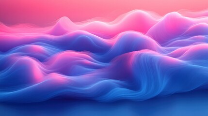 Fototapeta premium Abstract Pink and Blue Waves: A Digital Dreamscape