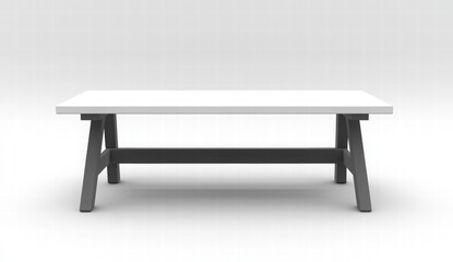 Fototapeta premium Minimalist Modern White Table with Geometric Design and Sturdy Gray Base in Contemporary Space