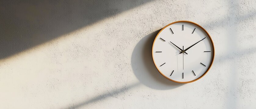 Modern wall clock casting intriguing shadows.