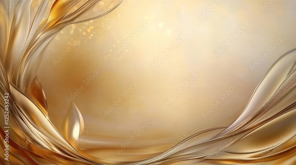 Poster abstract golden beige background with flowing lines and soft light