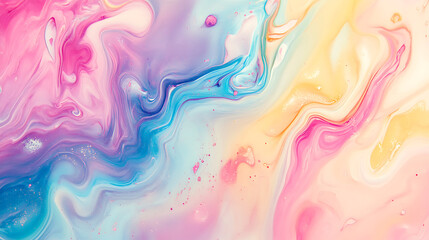 Obraz premium Abstract Pastel Swirls Fluid Acrylic Painting