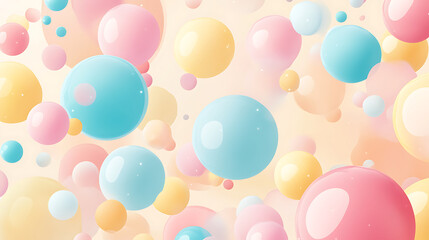 Pastel Colored Spheres Floating in Soft Light
