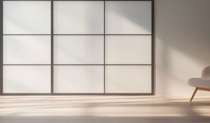 Modern interior design featuring a spacious room with natural light and minimalist decor