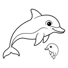 Obraz premium Vector continuous one line dolphin illustration Generated by Ai.