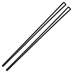 Chopsticks and Bowl Clean Line Art Vector
