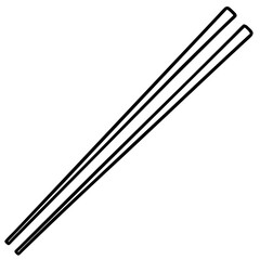 Chopsticks and Bowl Clean Line Art Vector