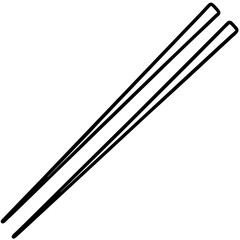Chopsticks and Bowl Clean Line Art Vector