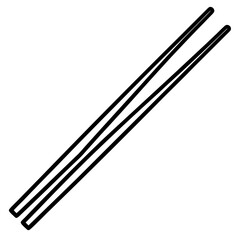 Chopsticks and Bowl Clean Line Art Vector
