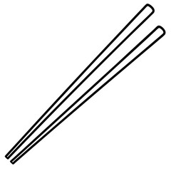 Chopsticks and Bowl Clean Line Art Vector