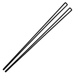 Chopsticks and Bowl Clean Line Art Vector