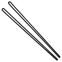 Chopsticks and Bowl Clean Line Art Vector