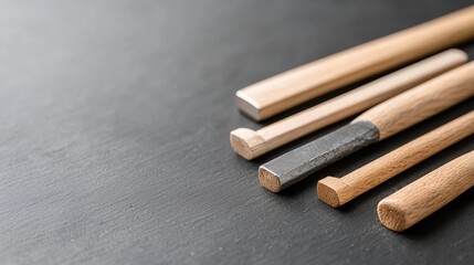 Japanese woodworking tools on dark surface