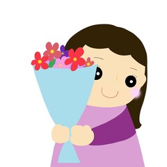 花束をプレゼントする女性
